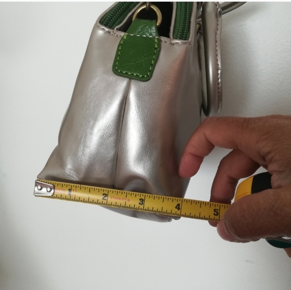 Aurielle Green Silver Gray Genuine Leather Crossbody Bag - Picture 15 of 16
